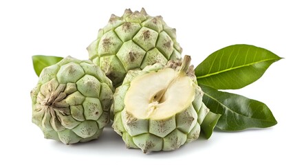 Obraz premium Fresh Cherimoya Fruits Isolated on White Background