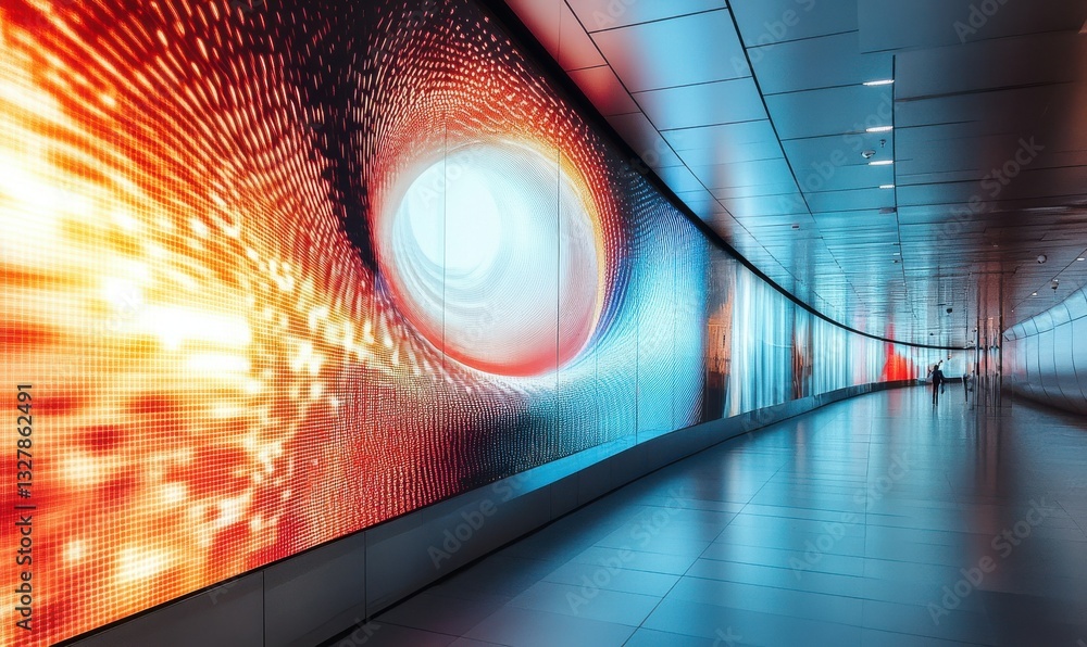 Poster modern digital display with swirling abstract patterns, symbolizing innovation and the digital age.