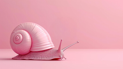 A lovely pearl snail with a pink shell resting on a shiny backdrop, adding charm to any vintage decor.