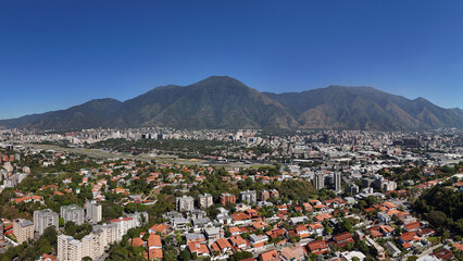 panoramic view of Caracas and the iconic mountain named Avila, Showing a wide view of Caracas City