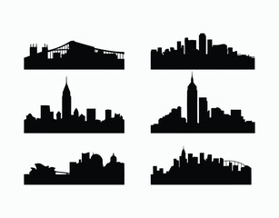 Naklejka premium City Buildings Skyline Silhouette Vector Template