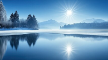 Fototapeta premium Serene Winter Landscapes with Reflective Water Surfaces