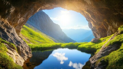 Fototapeta premium Tranquil Lake Framed by Majestic Mountains