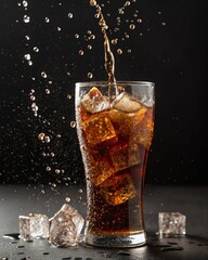glass of cola with ice