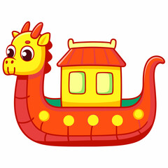 Festive dragon boat parade colorful waters illustration cheerful environment playful viewpoint celebration concept