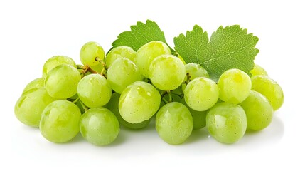Fresh green grape isolated on white background