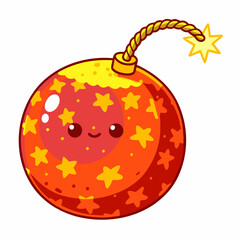 Playful cartoon bomb with stars fun illustration digital art whimsical environment vibrant viewpoint creative concept
