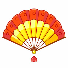 Elegant red and yellow decorative fan design digital art colorful vibrant creative artistic inspiration