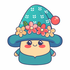 Magical character adventure fantasy world digital art whimsical playful cute witch with flowers