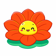 Cheerful cartoon flower character bright background digital art playful environment front view whimsical concept