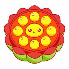 Colorful cartoon lotus flower design artistic illustration bright and cheerful environment digital art style