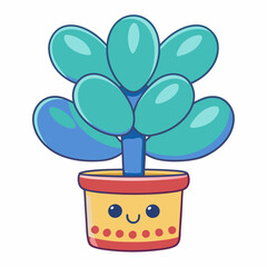 Decorative potted plant illustration digital art indoor environment bright and cheerful viewpoint