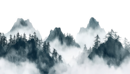 a serene landscape featuring misty mountains and tall trees evoking a sense of tranquility and connection to nature the soft tones create a calming atmosphere ideal for relaxation or meditation