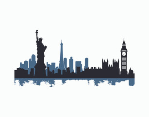 Urban Skyline Silhouette Vector Template