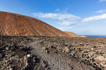 Trail to Caldera Blanca volcano, Lanzarote, Canary Islands, Spain