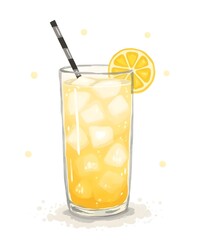 Fototapeta premium Watercolor Lemonade with Ice and Lemon Slice - Fresh Summer Illustration