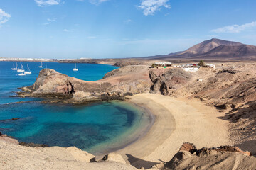 Playa de Papagayo, famous beach in the south of Lanzarote, Canary Islands, Spain