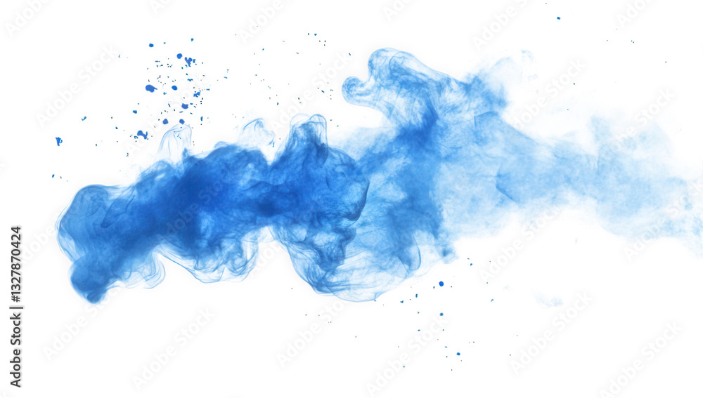 Poster swirling cloud of blue smoke or ink against a white background creating an abstract and artistic eff