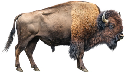 a bison showcasing its robust body and distinctive shaggy fur highlighting the animal's strength and natural beauty