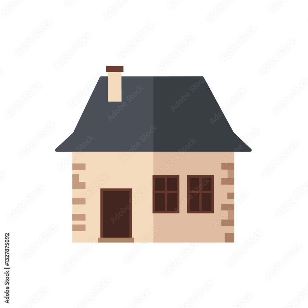 Poster simple house design with flat colors and minimal details in vector art
