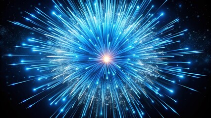Fototapeta premium Isolated Blue Firework Explosion, White Background - High-Resolution Stock Photo