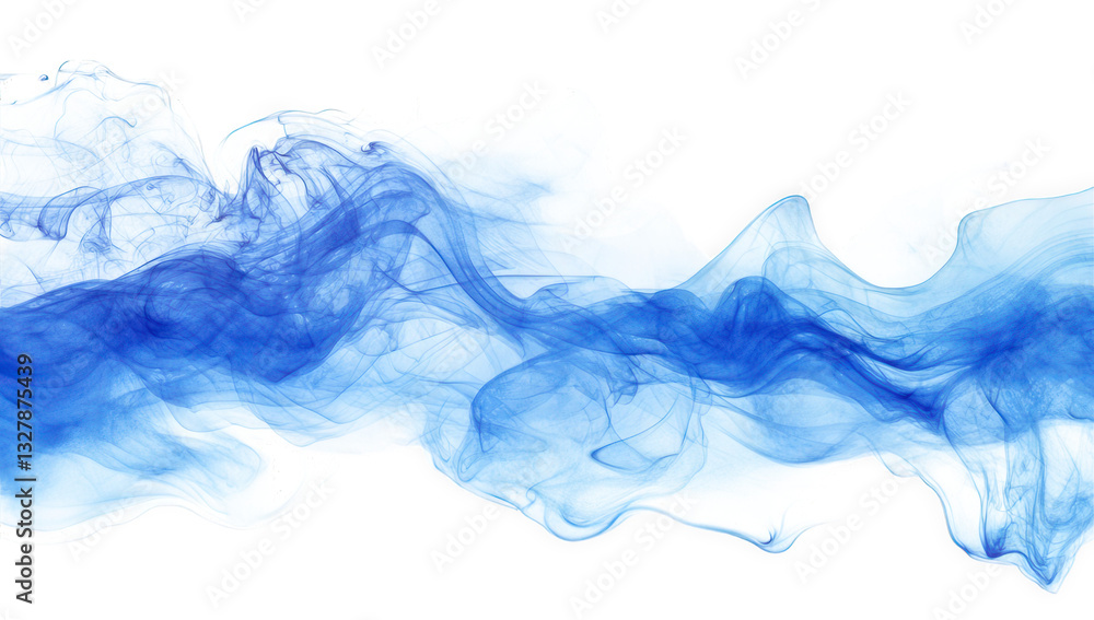 Poster a flowing abstract design featuring shades of blue smoke creating a sense of movement and tranquilit