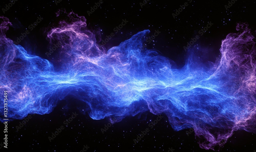 Poster colorful wisps float through dark space in a seamless transition.