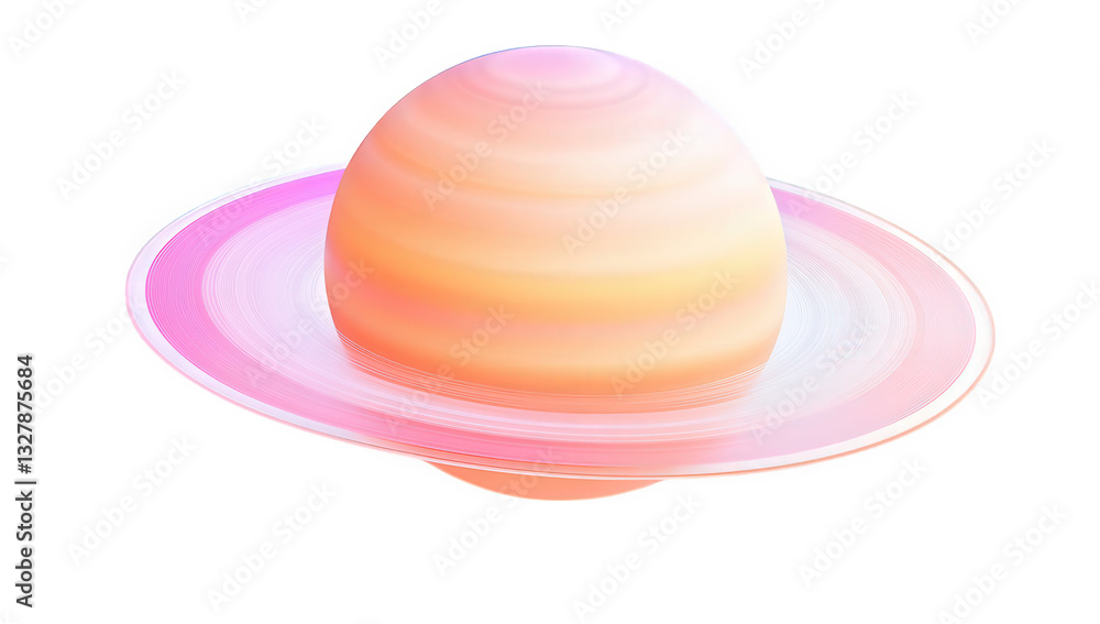 Aufkleber a stylized representation of a planet with rings featuring soft pastel colors and smooth gradients c