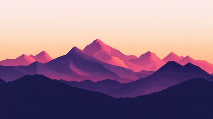 Fototapeta premium Serene Mountain Landscape at Sunset with Gentle Purple Tones