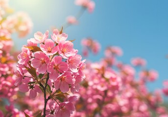  Heavenly blossoms unfold, bathing tranquil branches in shimmering morning glow