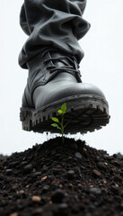 Resilience vs. Oppression – Work Boot and Seedling Mockup