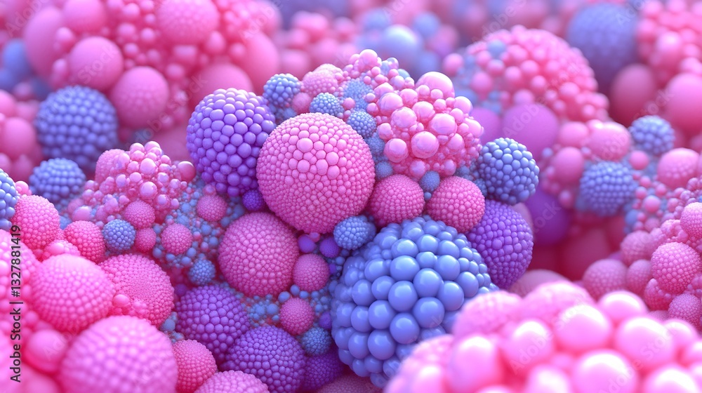 Aufkleber abstract spheres arranged in vibrant pinks and violets, creating a mesmerizing textured surface