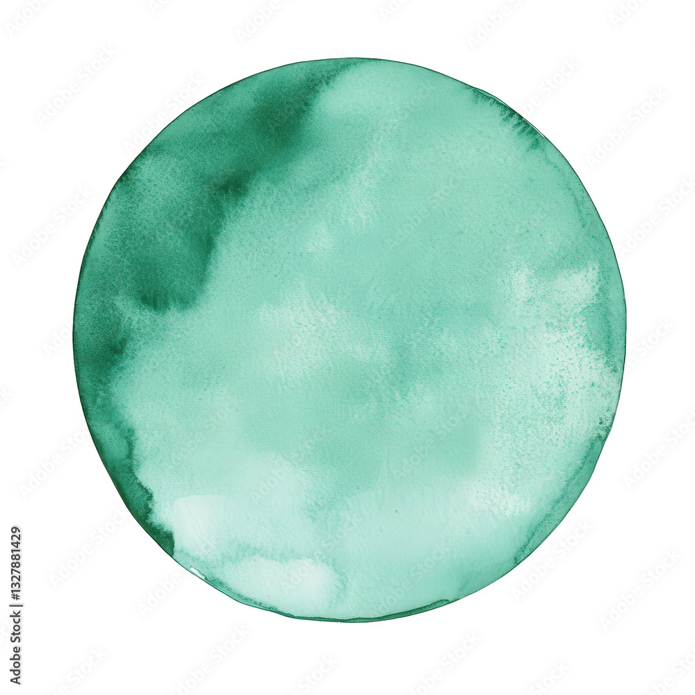 Poster a circular watercolor illustration in a soothing teal hue featuring soft gradients and textures idea