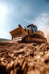 Bulldozer Pushing Dirt  