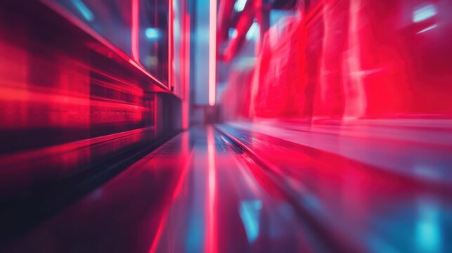 Abstract Red Light Reflection in Modern Urban Environment - Powered by Adobe