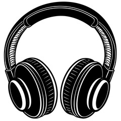 Headphones Silhouette Illustration – Black Vector Design