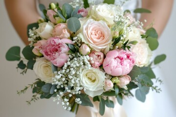 Obraz premium Hand hold bunch of flowers.