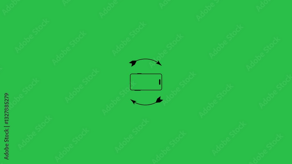 Poster arrow rotation graphic animation, outline icon animation ,rotate your phone to landscape orientation