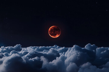 Blood Moon Above the Clouds – Lunar Eclipse