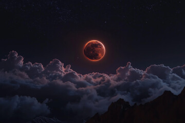 Lunar Eclipse Over the Clouds
