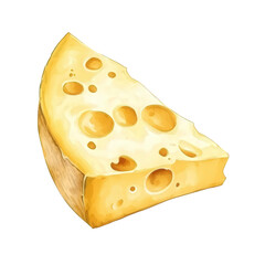 a slice of yellow cheese with holes showcasing a smooth texture and a light sheen ideal for culinary illustrations or food-related content