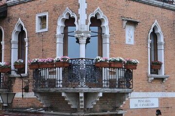 Typical renaissance balcony in Venice, Italy