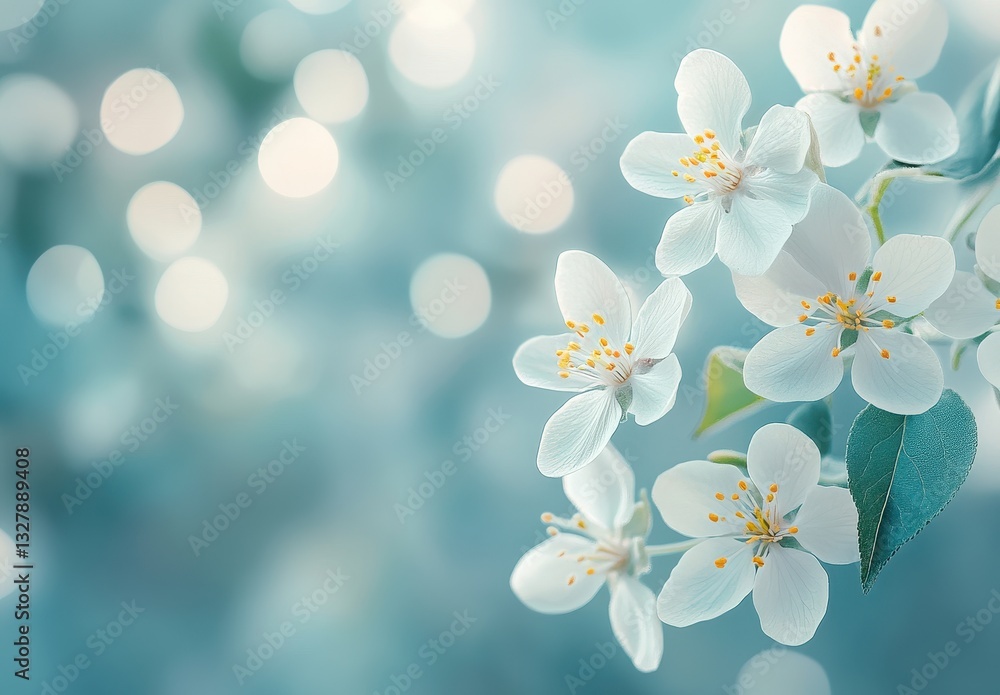 Aufkleber delicate white flowers with soft bokeh background creating a serene atmosphere for nature inspired v