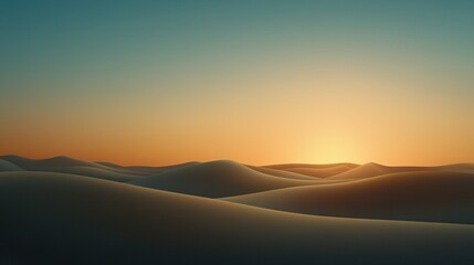 Obraz premium A sunrise over sand dunes in the desert with a blue sky backdrop