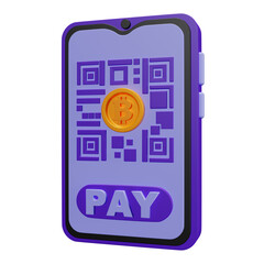 Bitcoin QR 3D Illustration