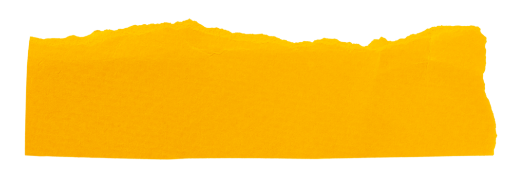 Strip of textured yellow crumpled paper isolated element for scrapbooking