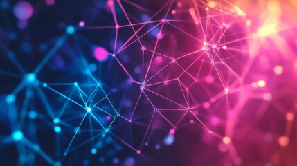 Obraz premium Abstract Network Connections: Pink Blue Orange Gradient