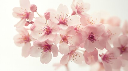 Delicate Pink Cherry Blossoms Close Up
