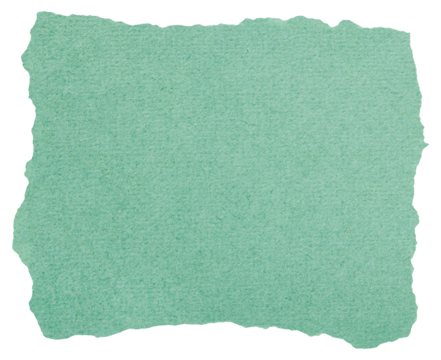 Scrap of teal green smooth tear paper isolated element for design