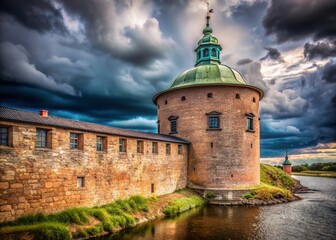 Fototapeta premium Kalmar Castle Corner Tower: Urban Exploration Photography - Fortified Medieval Ruin